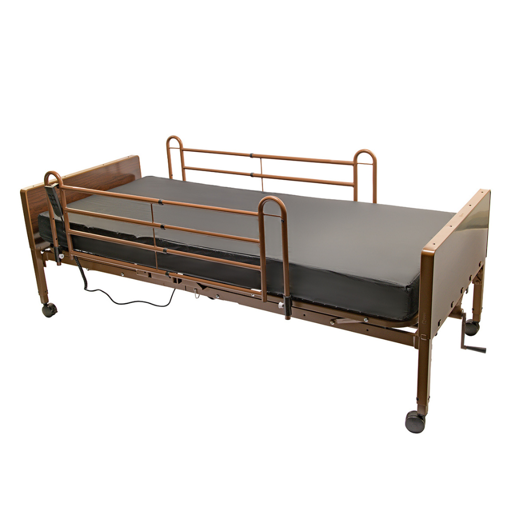 Semi electric hospital bed for elderly homecare with motorized adjustments