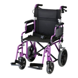 Nova Ortho-Med Lightweight Transport Chair – 18.5" Wide Seat, Aluminum Frame, Swing-Away Footrests - Image 1