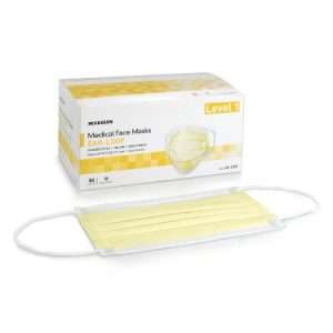 McKesson Procedure Mask Pleated Earloops One Size Fits Most Yellow NonSterile ASTM Level 1 Adult - Image 1