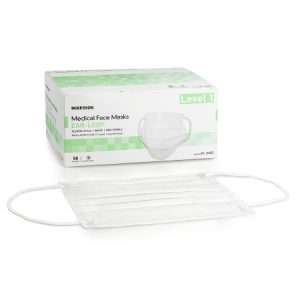 McKesson Procedure Mask Pleated Earloops One Size Fits Most White NonSterile ASTM Level 1 Adult - Image 1