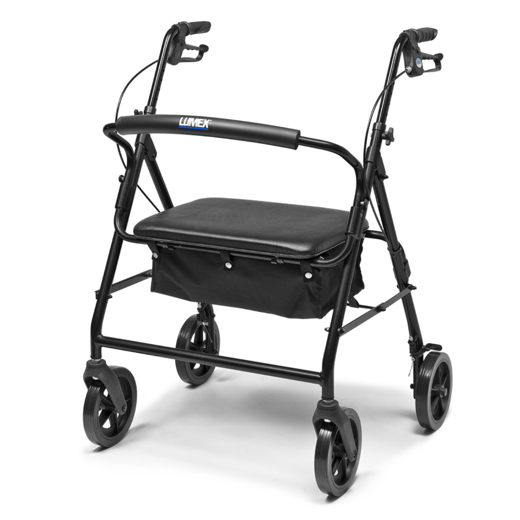 Wide rollator walker with seat for bariatric users, heavy duty 450 lb capacity
