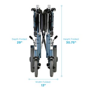 Transport Chair with 19.5" Wide Seat – Ultra Lightweight Aluminum, Swing-Away Footrests, Desk-Length Arms - Image 2
