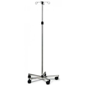 Lumex Stainless Steel Deluxe IV Stand with Adjustable Height with 5-Leg Base
