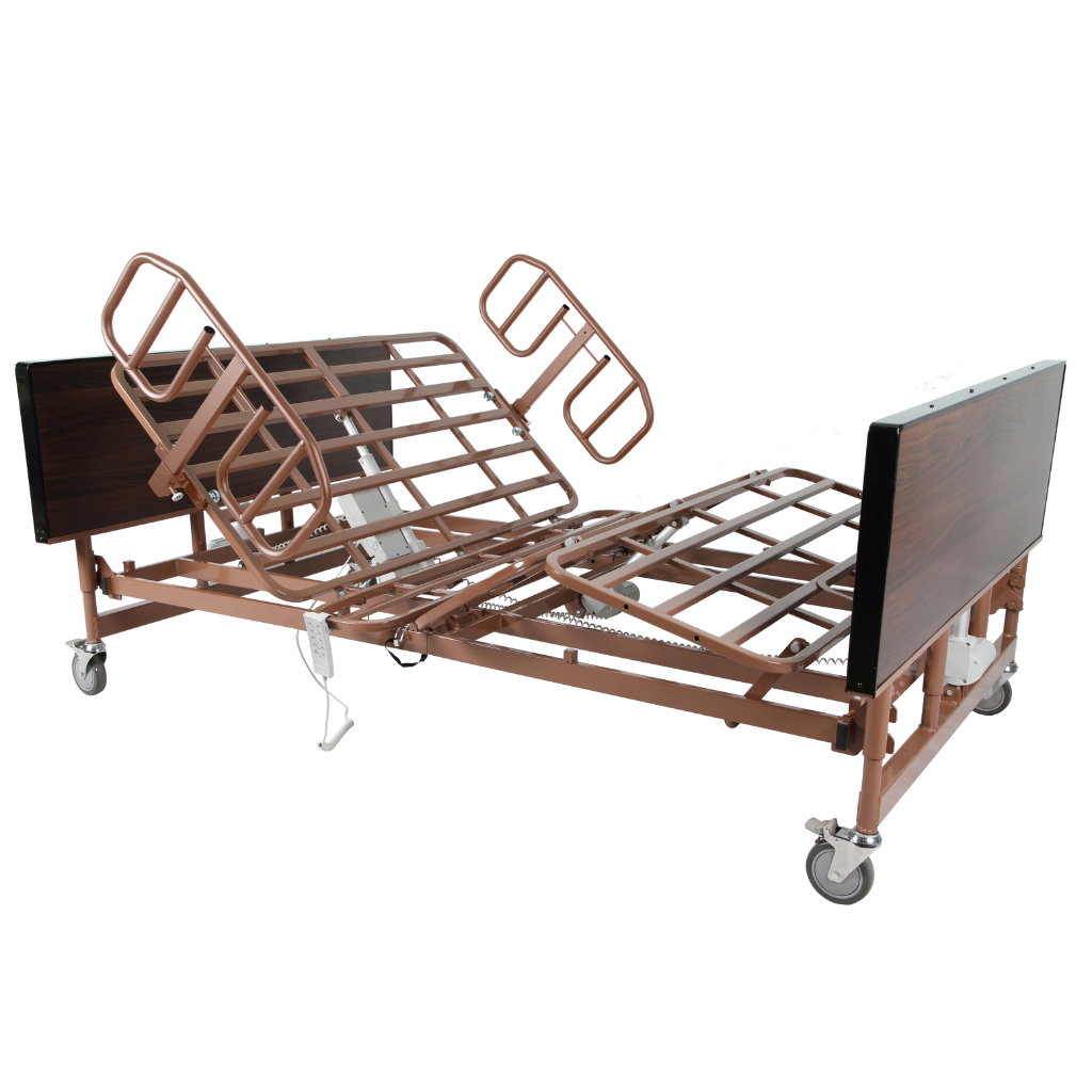 Bariatric bed for home use with electric adjustability and 1000 lb capacity