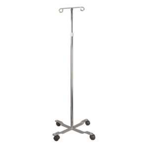 Grafco Select Care 2-Hook Adjustable IV Stand – Durable Chrome-Plated, 5-Leg Base with Smooth Mobility