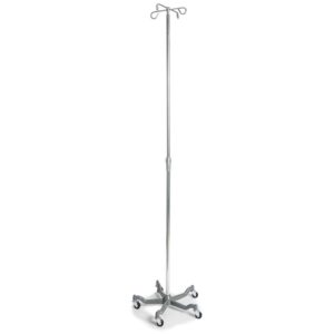Lumex Five-Leg IV Pole with Adjustable Height & Stable Base – Medical Grade Infusion Stand