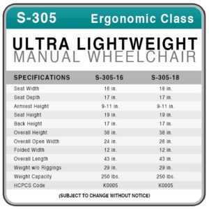 Karman S ERGO 305 Ergonomic Wheelchair sp Karman S ERGO 305 Ergonomic Wheelchair sp