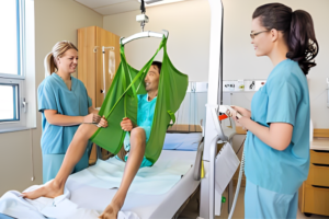 patient lift transfer chair in use