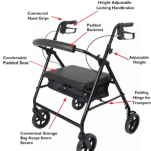Protekt Bariatric Rollator – Heavy Duty Walker with Seat (500 lb Capacity) 5 Protekt Bariatric Rollator – Heavy Duty Walker with Seat (500 lb Capacity) - Image 3